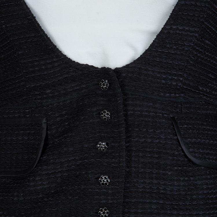 Pre Owned Dolce and Gabbana Black Textured Skirt Suit S