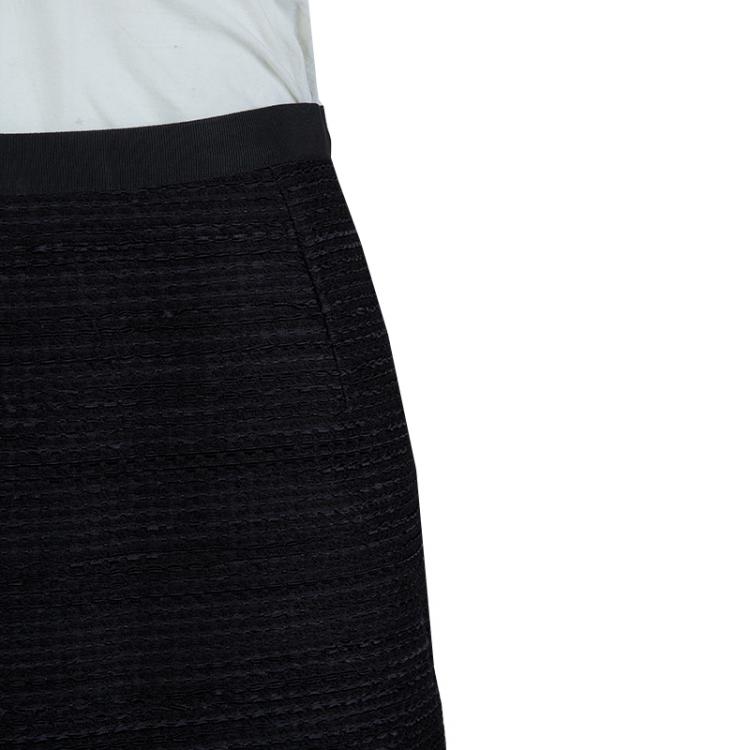 Pre Owned Dolce and Gabbana Black Textured Skirt Suit S