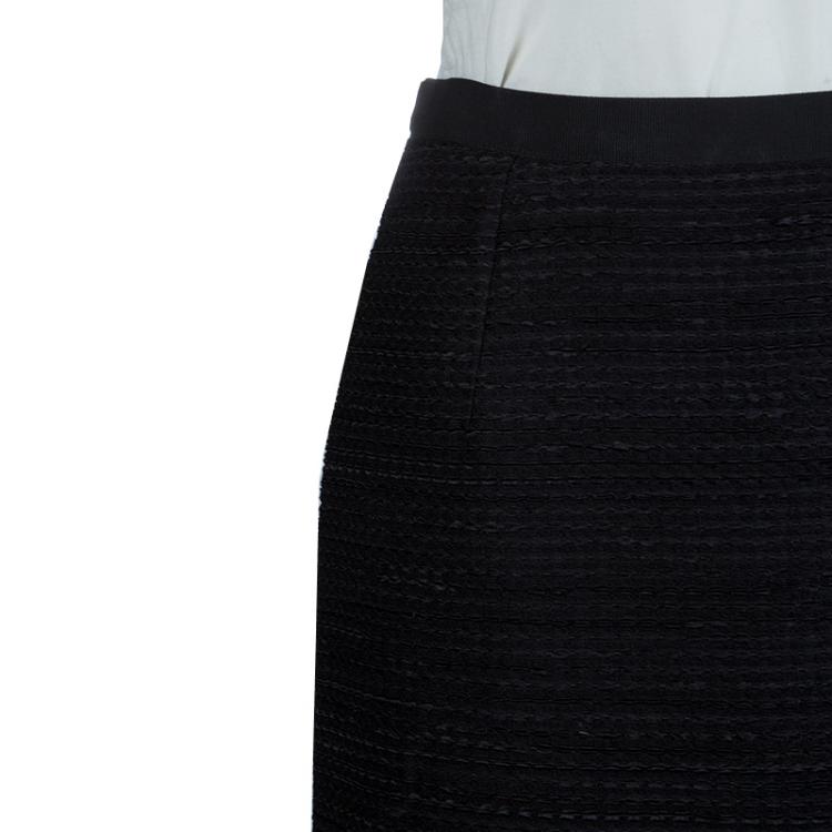 Pre Owned Dolce and Gabbana Black Textured Skirt Suit S