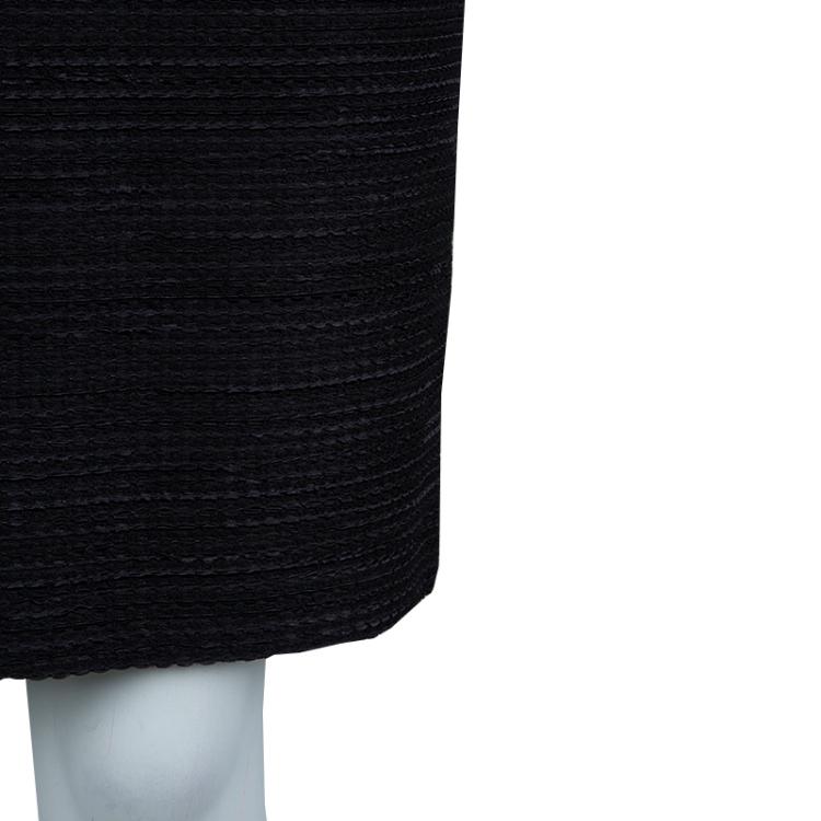 Pre Owned Dolce and Gabbana Black Textured Skirt Suit S