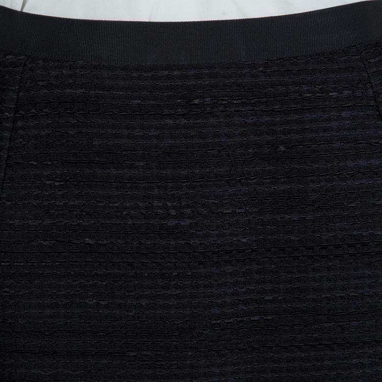 Pre Owned Dolce and Gabbana Black Textured Skirt Suit S