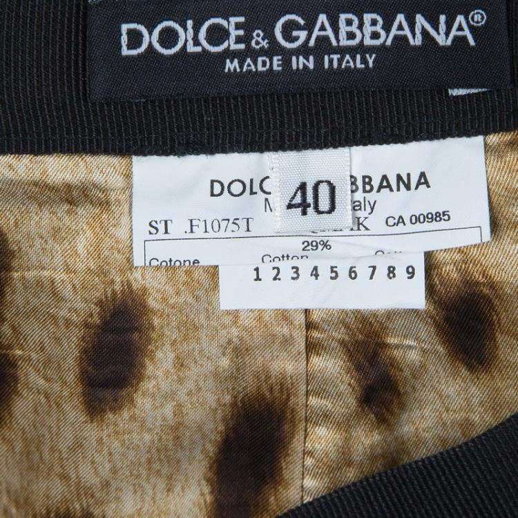 Pre Owned Dolce and Gabbana Black Textured Skirt Suit S