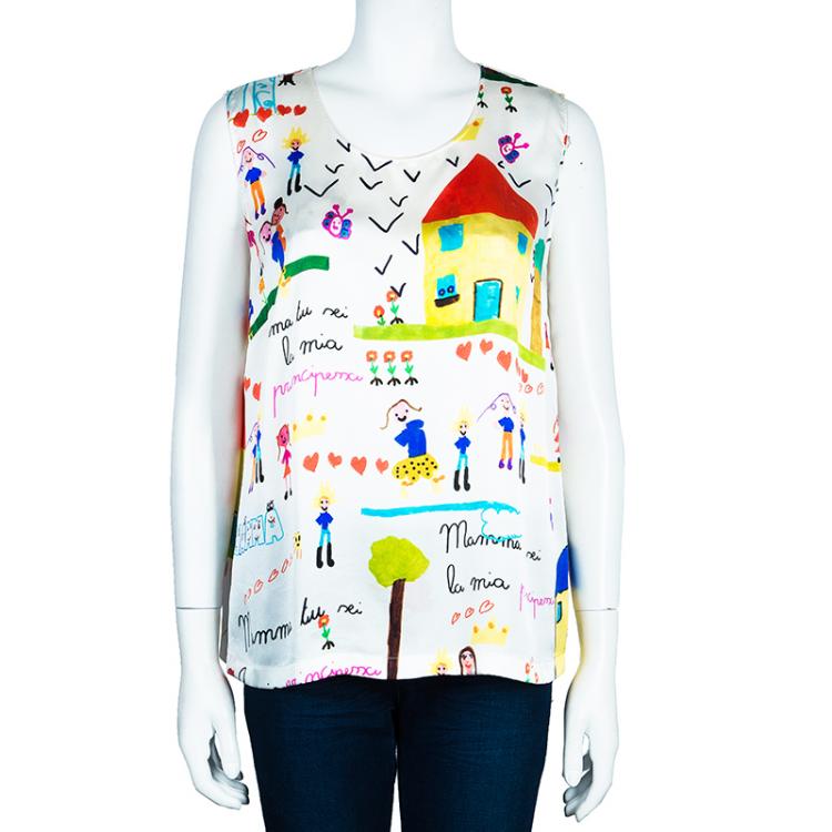 Pre Owned Dolce And Gabbana  Children's Drawing Print Top L