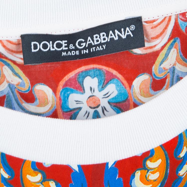 Pre Owned Dolce and Gabbana Multicolor Sicilian Cart Print Cotton Top XS