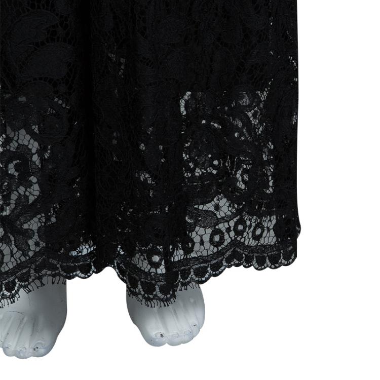 Pre Owned Dolce and Gabbana Black Lace Maxi Dress L