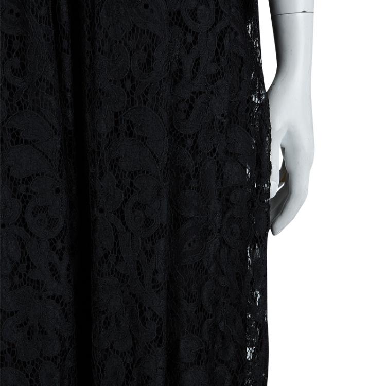 Pre Owned Dolce and Gabbana Black Lace Maxi Dress L