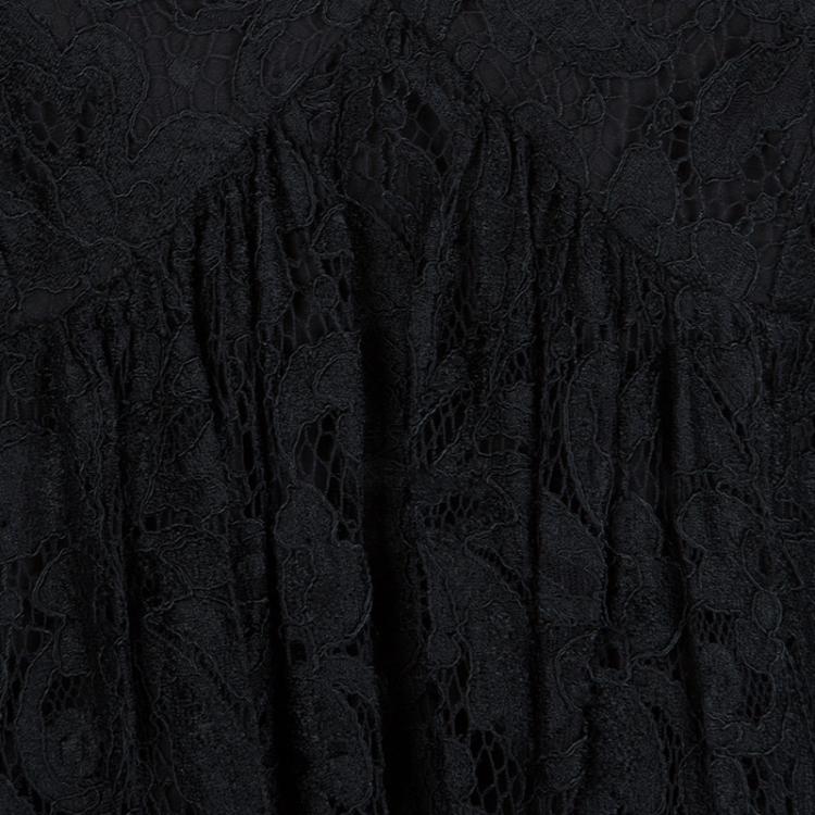 Pre Owned Dolce and Gabbana Black Lace Maxi Dress L