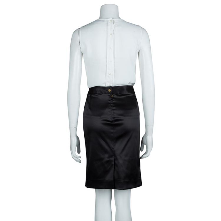 Pre Owned Dolce and Gabbana Black Satin Skirt L