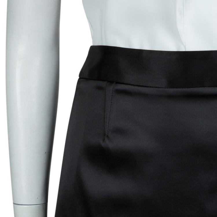 Pre Owned Dolce and Gabbana Black Satin Skirt L