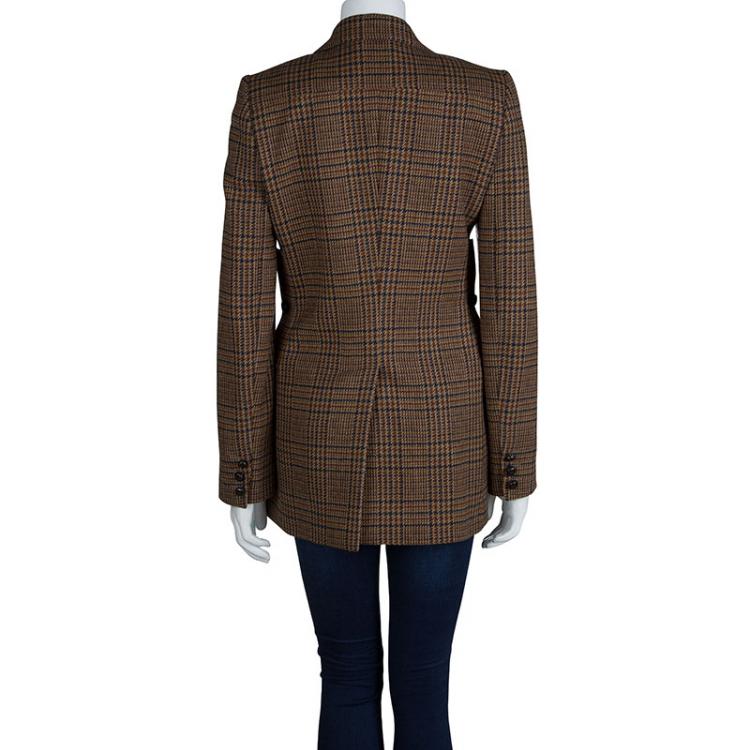 Pre Owned Dolce and Gabbana Brown Houndstooth Lambswool Blazer M