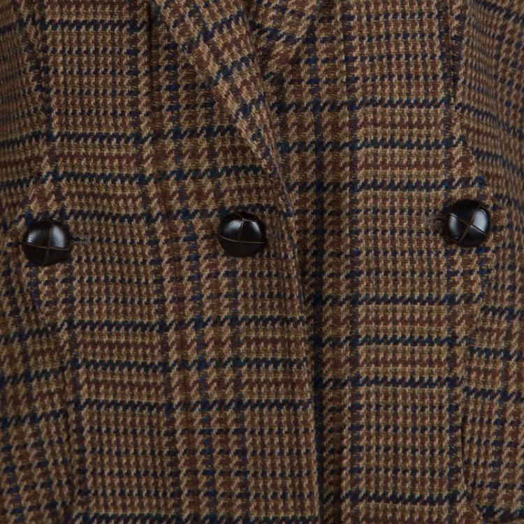 Pre Owned Dolce and Gabbana Brown Houndstooth Lambswool Blazer M