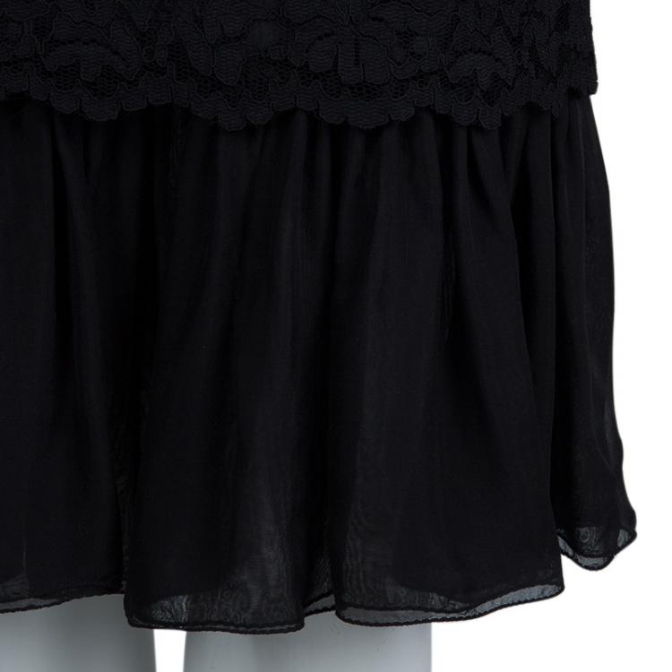 Pre Owned Dolce and Gabbana Floral Printed Sheer Silk and Lace Dress M