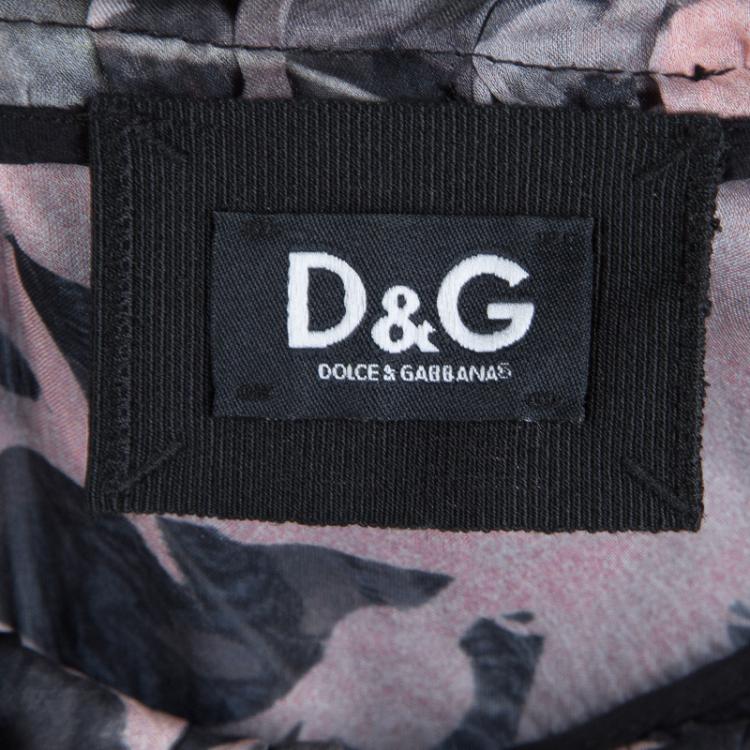 Pre Owned Dolce and Gabbana Floral Printed Sheer Silk and Lace Dress M