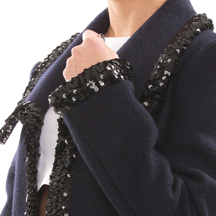 مملوكة مسبقًا Dolce And Gabbana Navy Wool Sequin Trim Jacket M