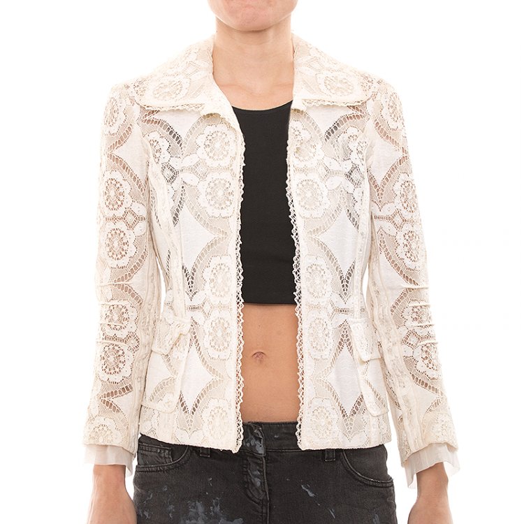 مملوكة مسبقًا Dolce And Gabbana White Lace Jacket M