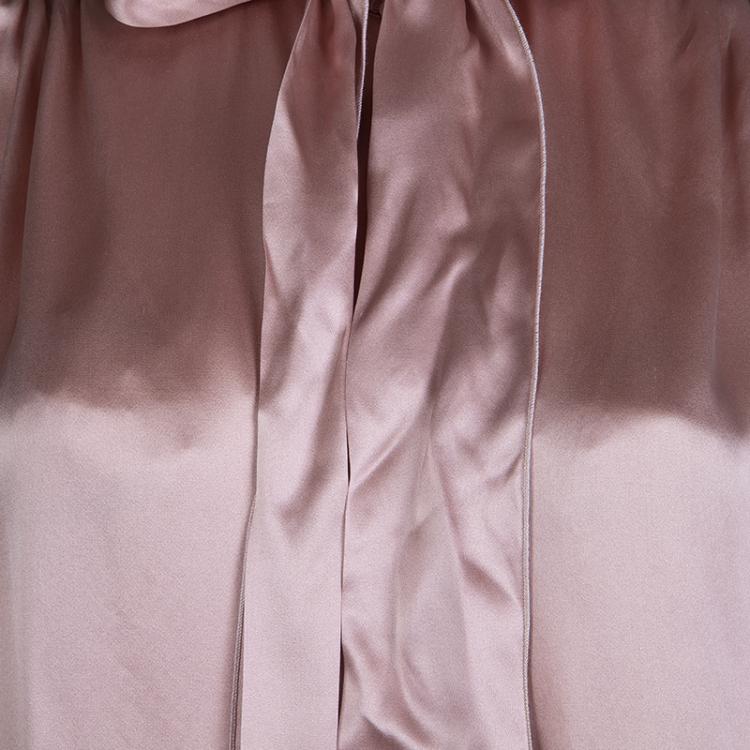 Pre Owned Dolce and Gabbana Blush Pink Silk Neck Tie Detail Blouse M