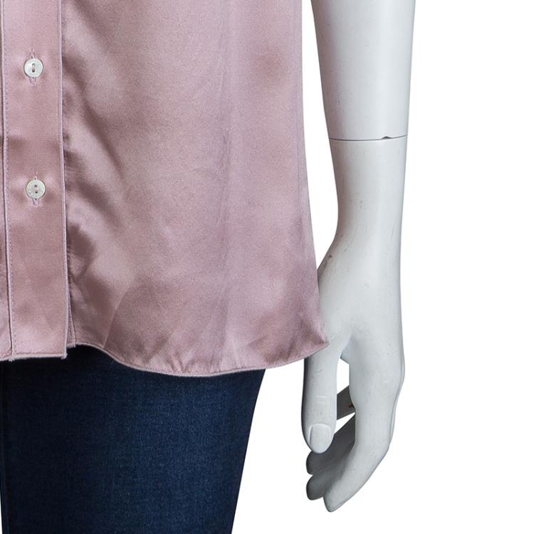 Pre Owned Dolce and Gabbana Blush Pink Silk Neck Tie Detail Blouse M