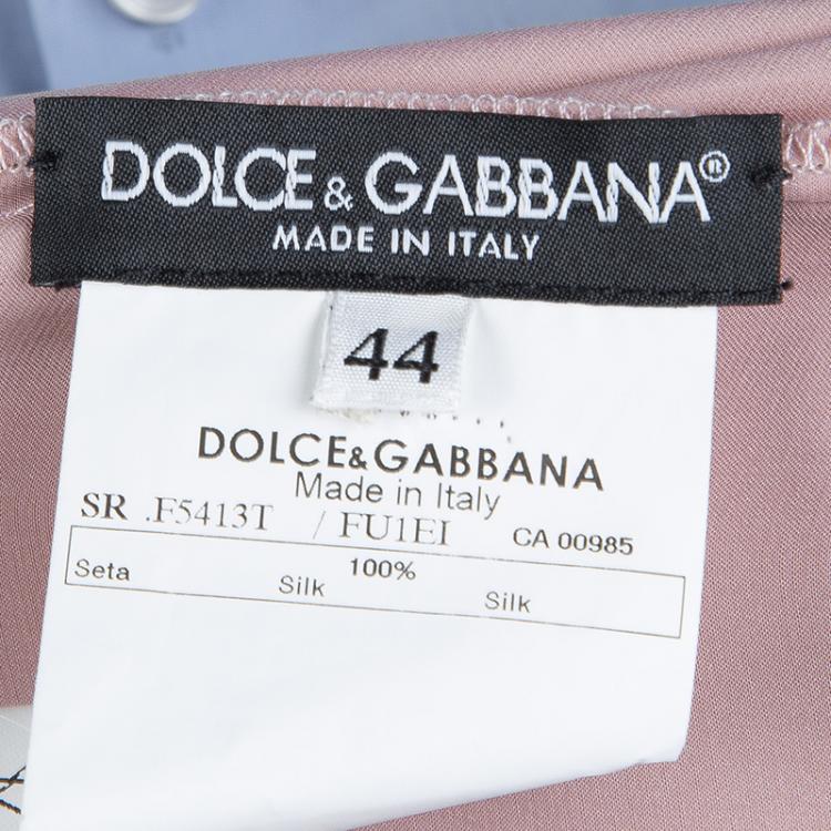 Pre Owned Dolce and Gabbana Blush Pink Silk Neck Tie Detail Blouse M