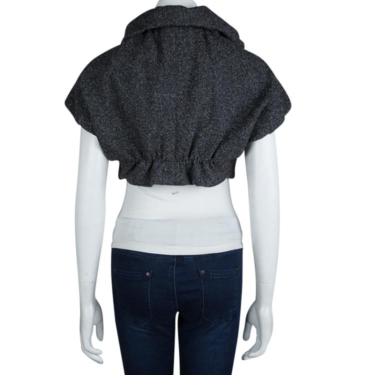 Pre Owned Dolce And Gabbana Grey Wool Bow Detail Bolero Jacket M