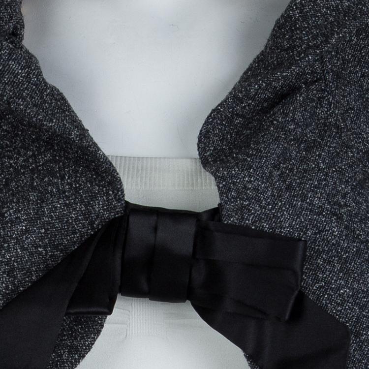 Pre Owned Dolce And Gabbana Grey Wool Bow Detail Bolero Jacket M