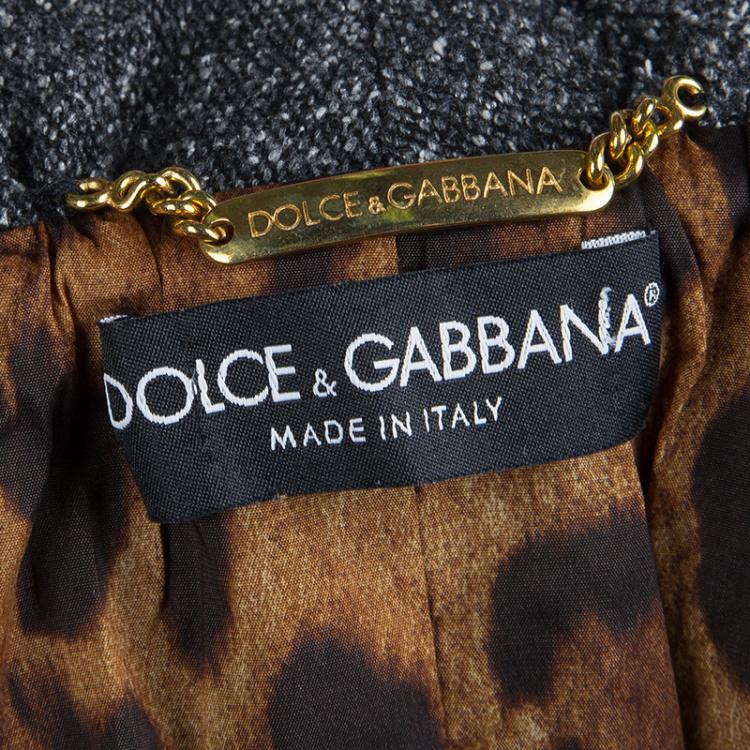 Pre Owned Dolce And Gabbana Grey Wool Bow Detail Bolero Jacket M