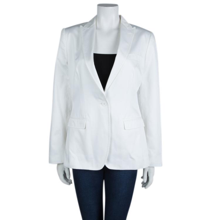 Pre Owned Dolce And Gabbana White Cotton Tailored Blazer M