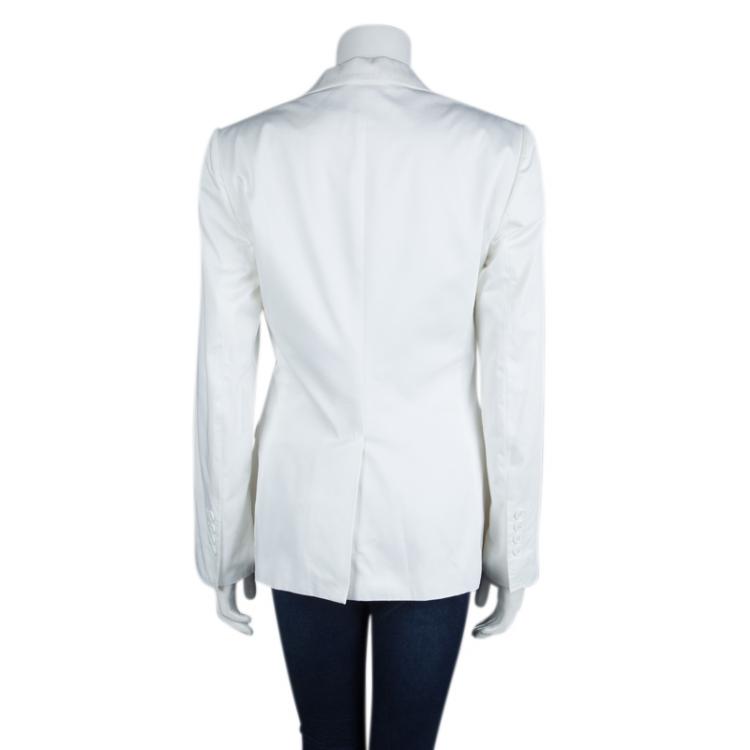 Pre Owned Dolce And Gabbana White Cotton Tailored Blazer M