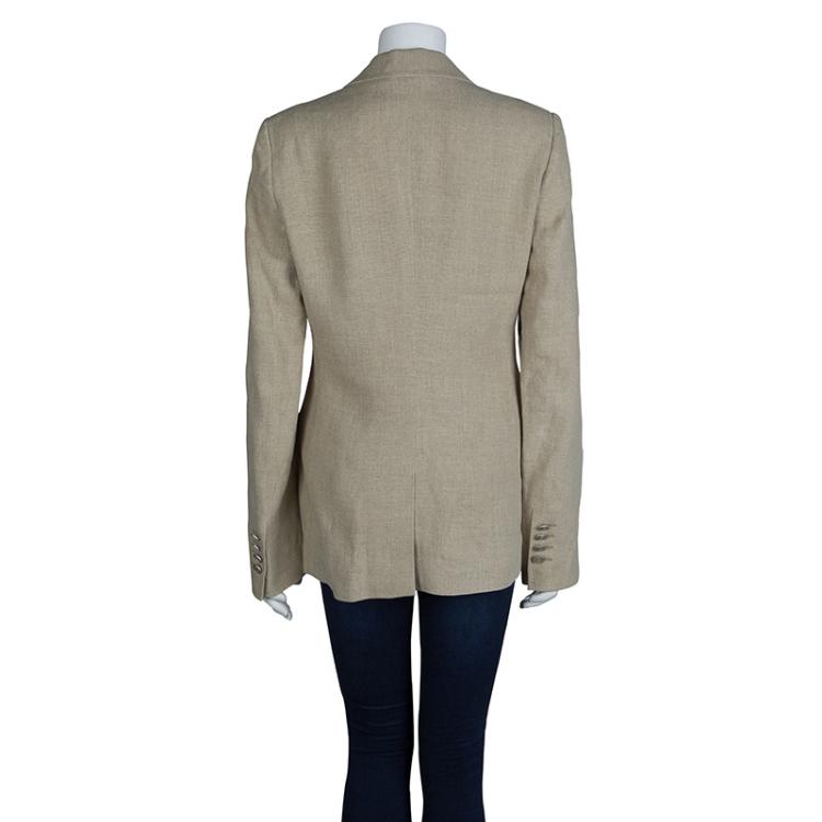 Pre Owned Dolce And Gabbana Beige Linen Blazer M