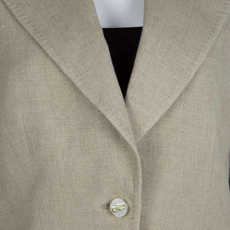 Pre Owned Dolce And Gabbana Beige Linen Blazer M