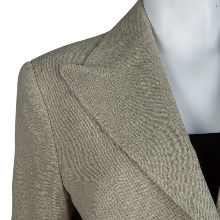 Pre Owned Dolce And Gabbana Beige Linen Blazer M