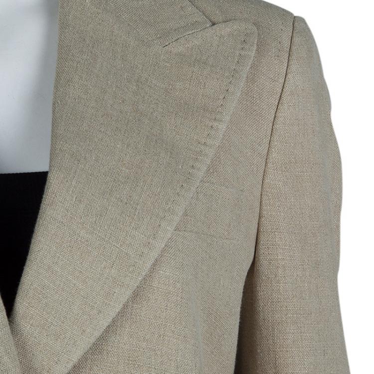 Pre Owned Dolce And Gabbana Beige Linen Blazer M