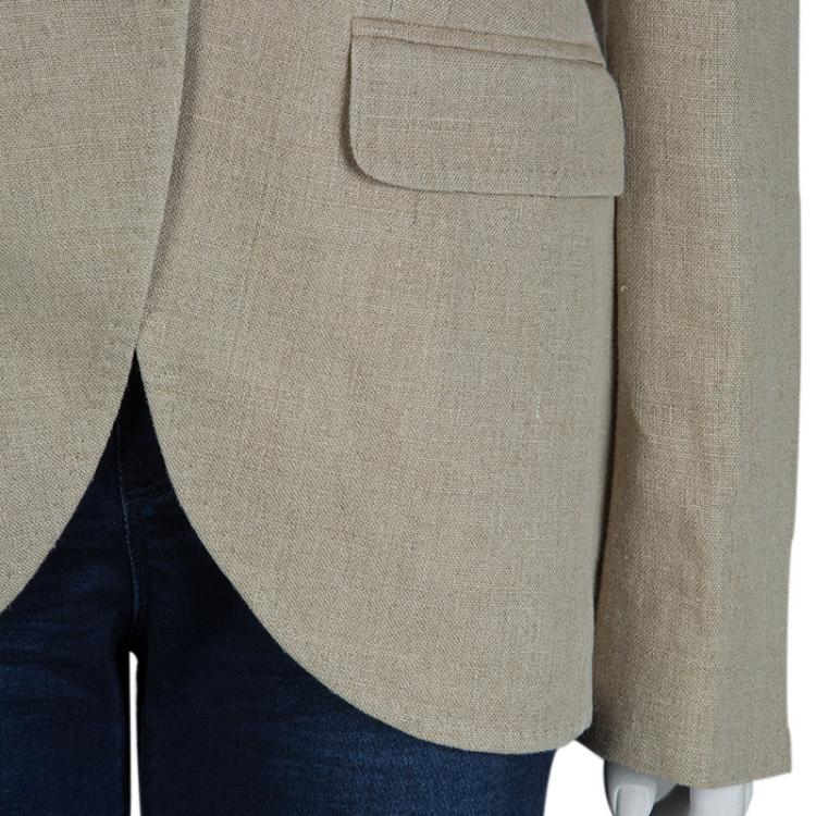 Pre Owned Dolce And Gabbana Beige Linen Blazer M
