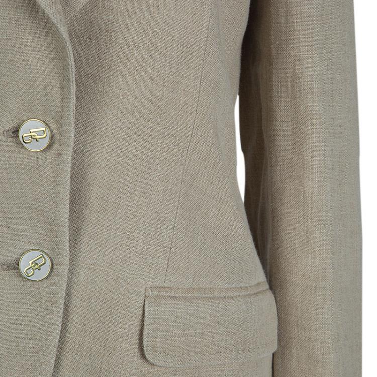 Pre Owned Dolce And Gabbana Beige Linen Blazer M