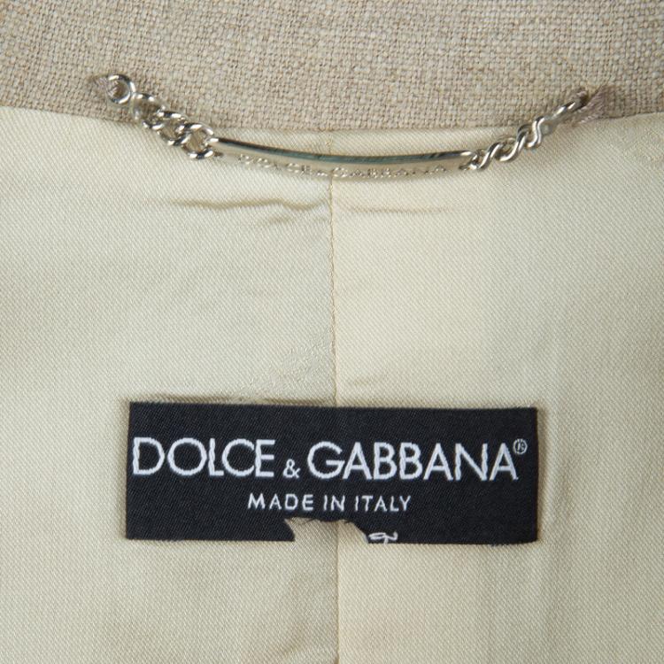 Pre Owned Dolce And Gabbana Beige Linen Blazer M