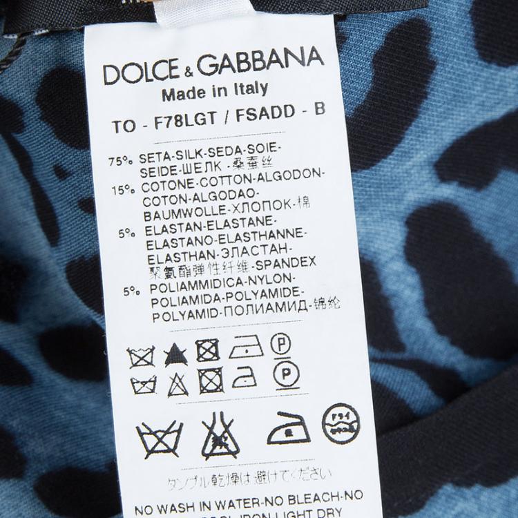 Pre Owned Dolce And Gabbana Blue Leopard Printed Silk Lace Detail Sleeveless Top M