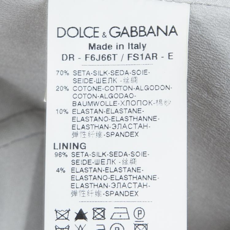 Pre Owned Dolce And Gabbana Grey Leopard Printed Silk Ruched Dress M