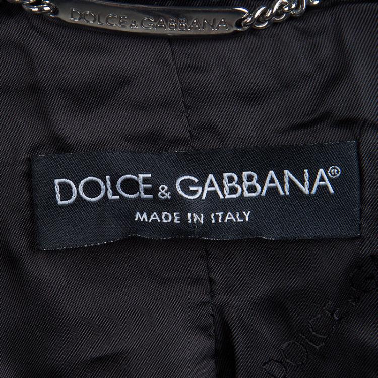 Pre Owned Dolce and Gabbana Grey Pinstriped Wool Blazer M