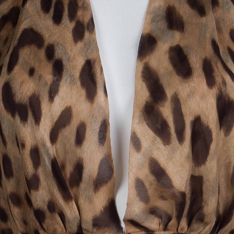 Pre Owned Dolce and Gabbana Animal Print Draped Halter Top S