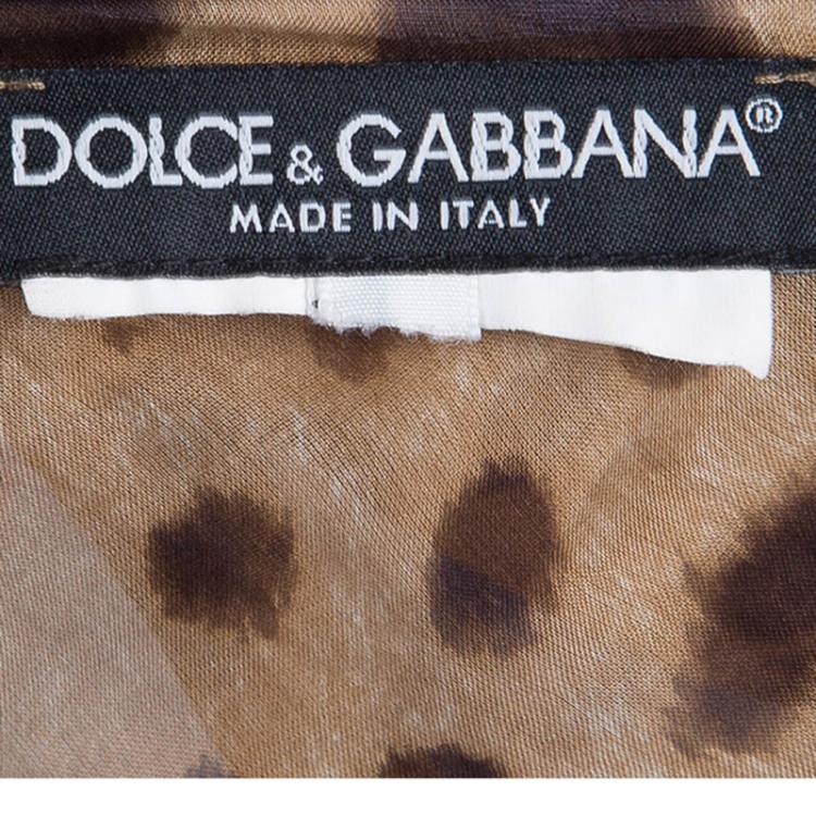Pre Owned Dolce and Gabbana Animal Print Draped Halter Top S