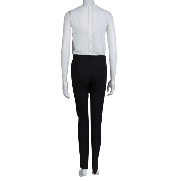 Pre Owned Dolce and Gabbana Black Wool Straight Fit Pants S
