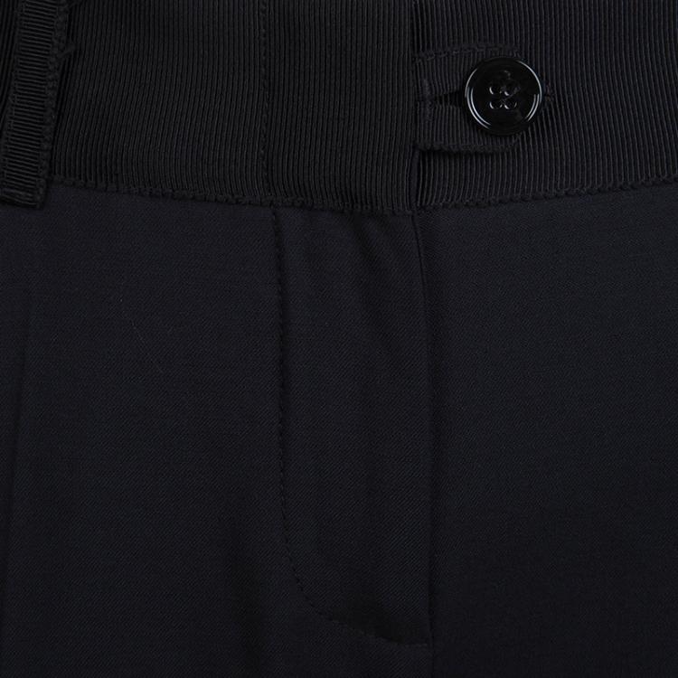 Pre Owned Dolce and Gabbana Black Wool Straight Fit Pants S