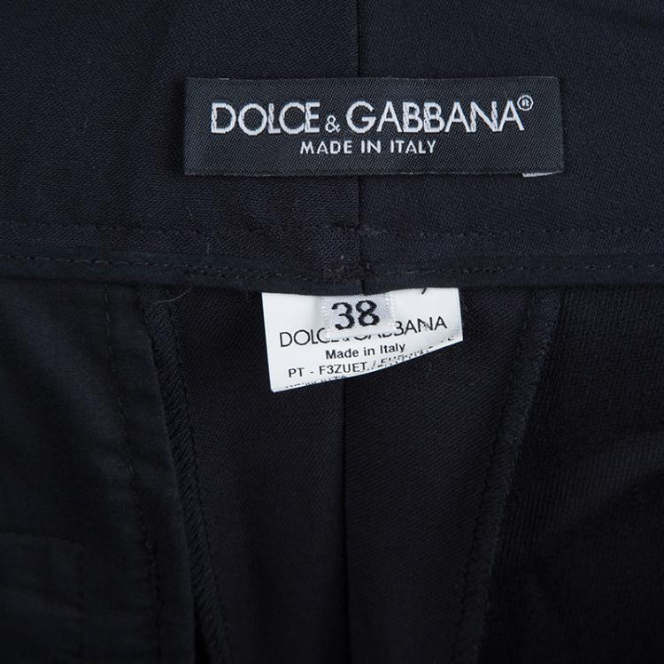 Pre Owned Dolce and Gabbana Black Wool Straight Fit Pants S