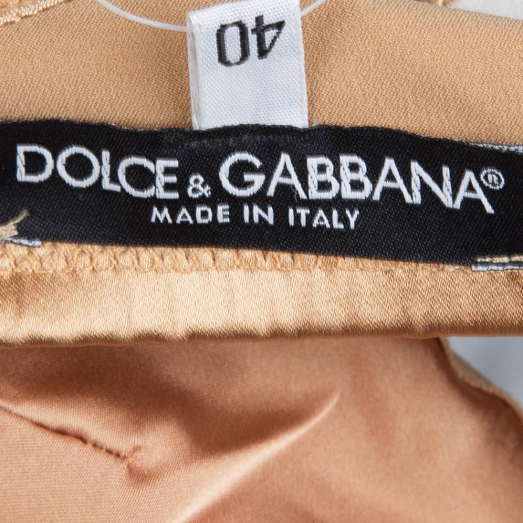 Pre Owned Dolce and Gabbana Ochre Brown Satin Bustier Top S