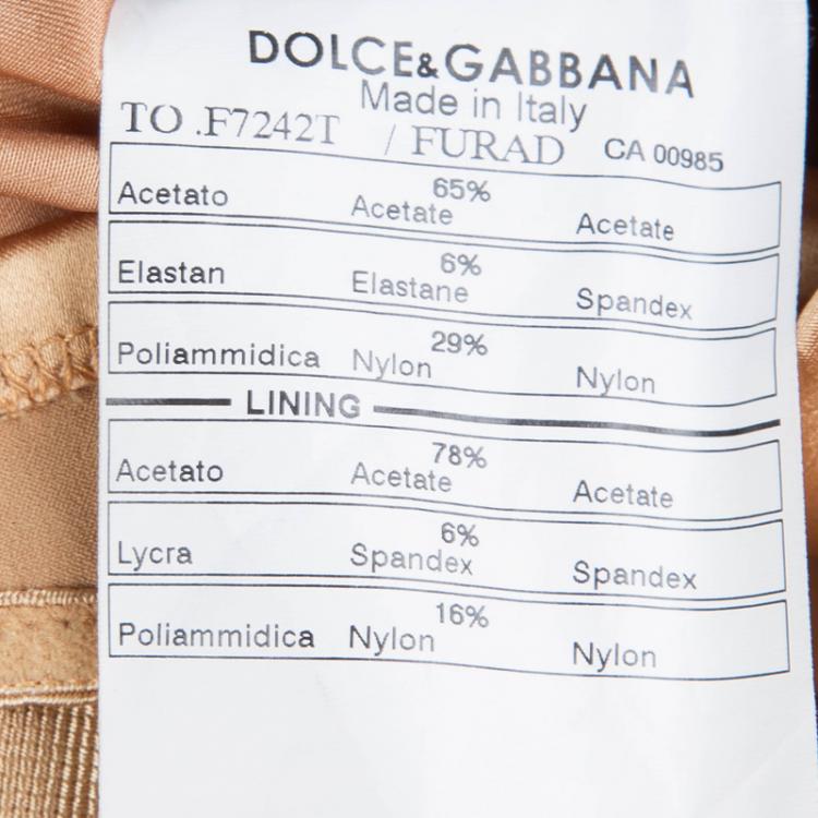 Pre Owned Dolce and Gabbana Ochre Brown Satin Bustier Top S