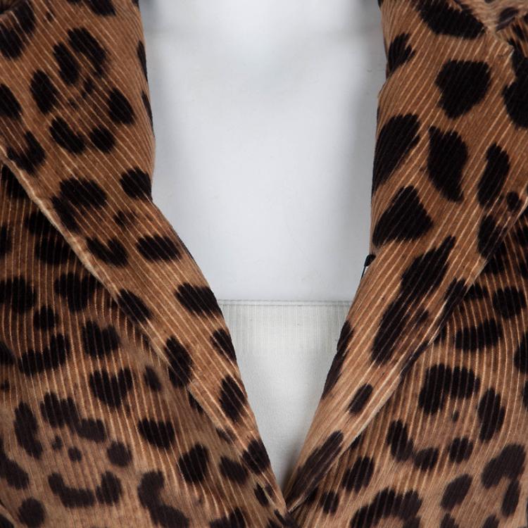 Pre Owned Dolce and Gabbana Leopard Print Corduroy Blazer S