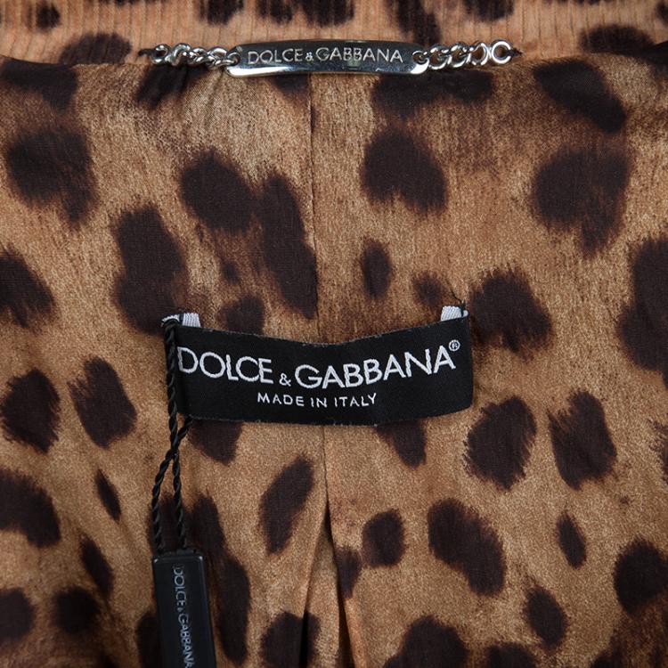 Pre Owned Dolce and Gabbana Leopard Print Corduroy Blazer S