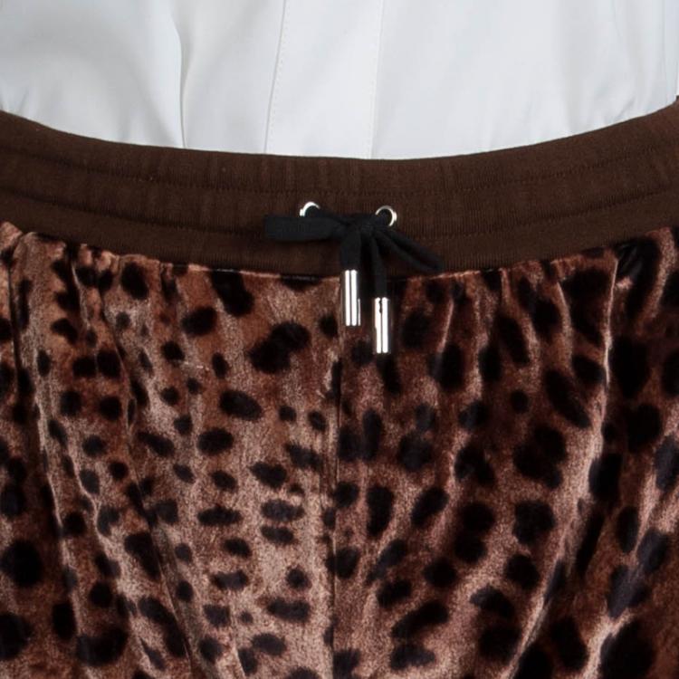 Pre Owned Dolce and Gabbana Leopard Printed Velvet Bermuda Shorts M