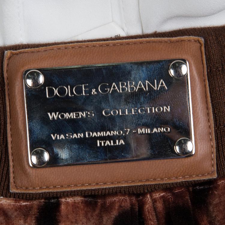 Pre Owned Dolce and Gabbana Leopard Printed Velvet Bermuda Shorts M