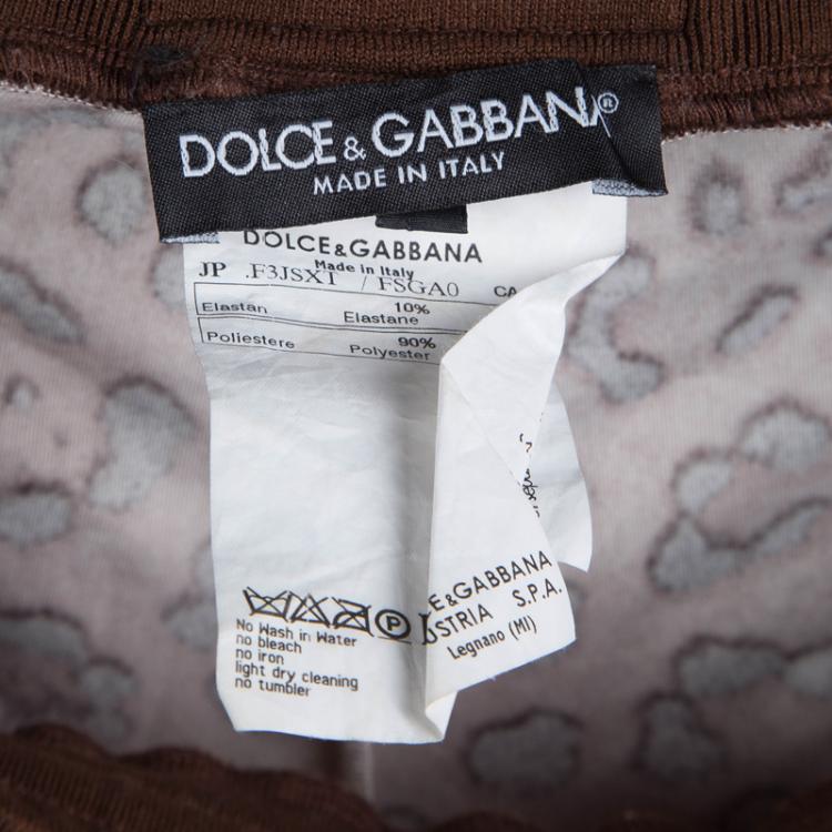 Pre Owned Dolce and Gabbana Leopard Printed Velvet Bermuda Shorts M