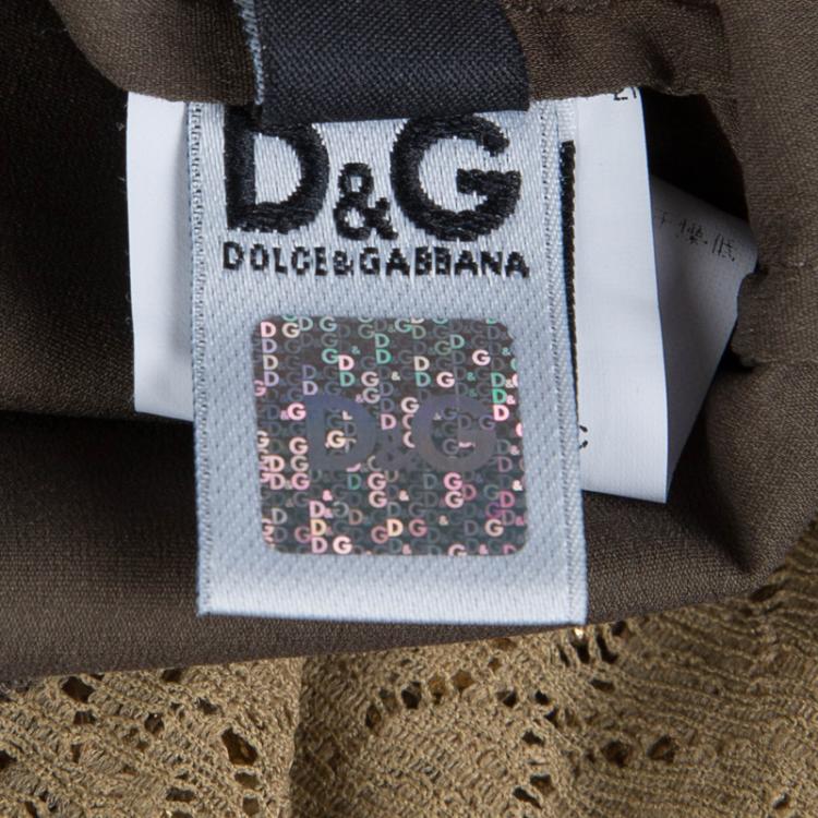 مملوكة مسبقًا Dolce and Gabbana Gold Floral Lace Sleeveless Top M